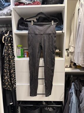 SPANX High-Waist Black Faux-Leather Leggings